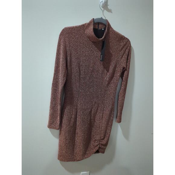 KRISA Revolve Copper Metallic Shimmer Long Sleeve Dress NWT - Picture 2 of 3